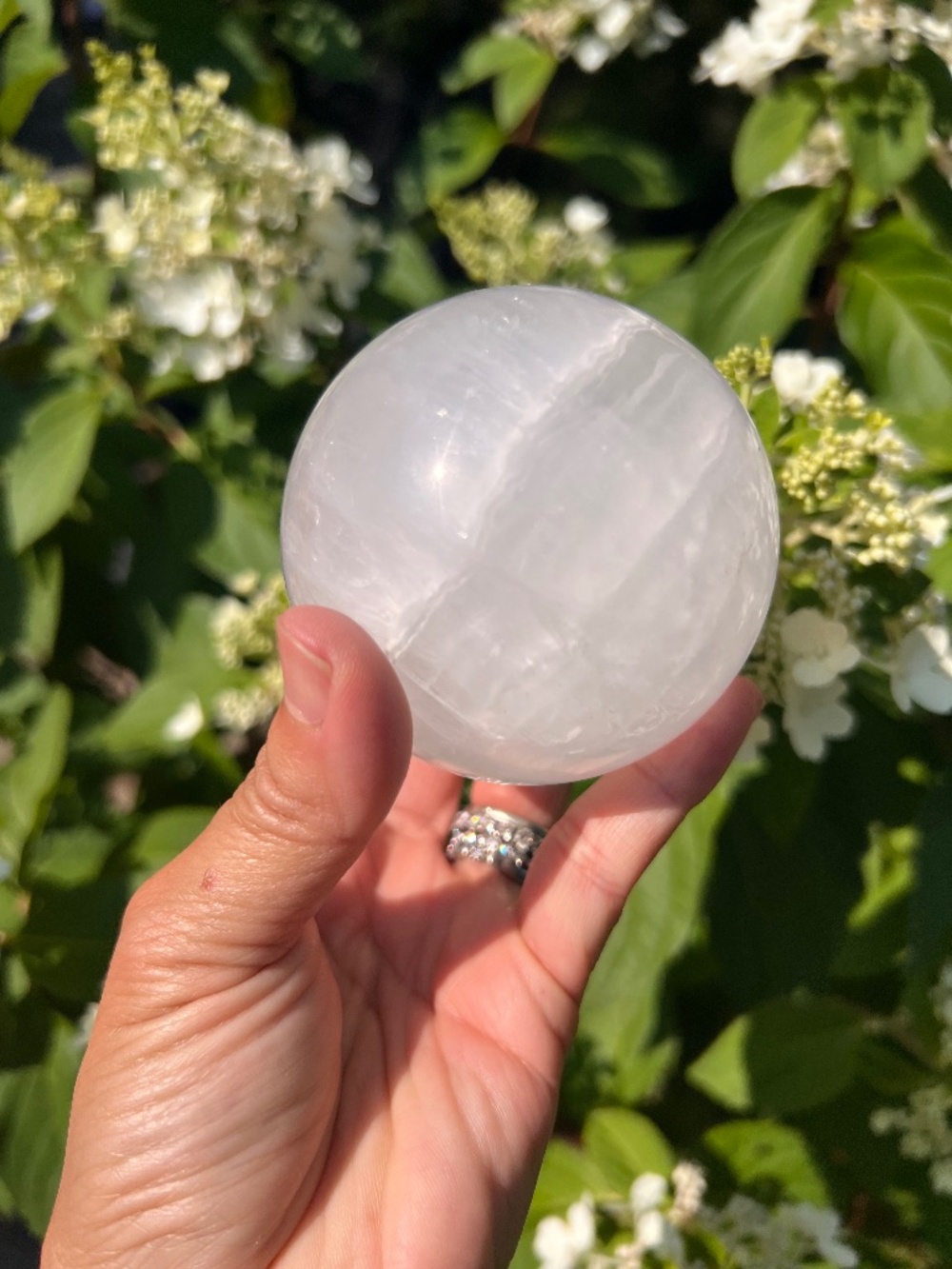 White (3) fluorite sphere |  crystal